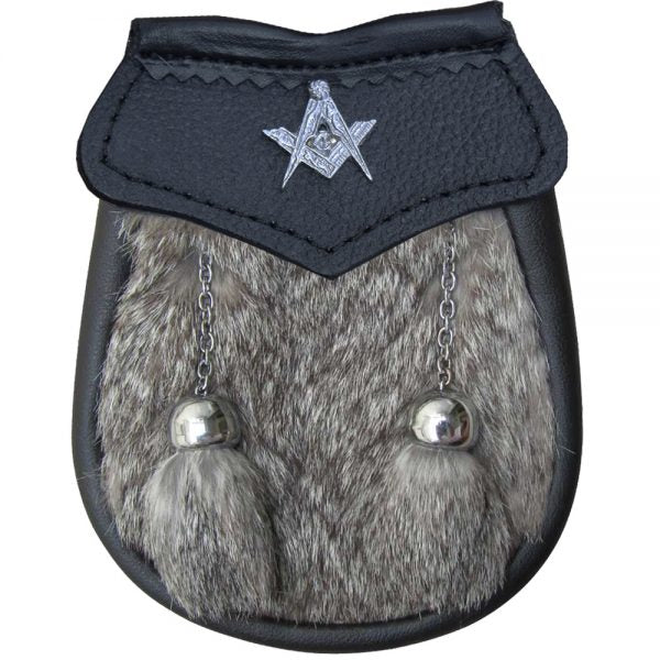 AAR Brand New Baby Grey Fur Sporran with Masonic Badge