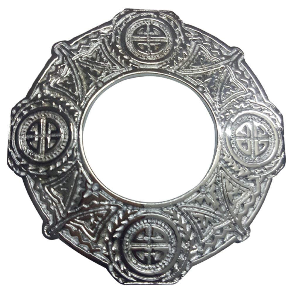 AAR Celtic Knot Chrome Finish Fly Plaid Piper Brooch for 3" Diameter Kilt