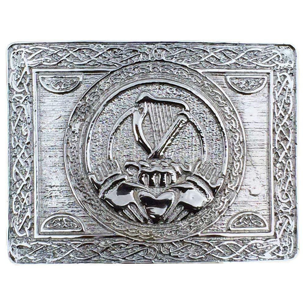 Irish Traditional Harp Claddagh Kilt Belt Buckle Chrome Finish.Irish Harp Buckle ( Chrome )