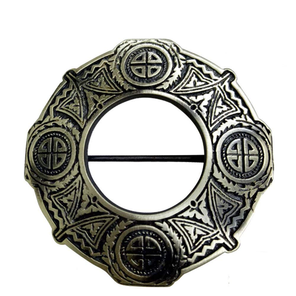 AAR Celtic Knot Antique Finish Fly Plaid Piper Brooch for 3" Diameter Kilt