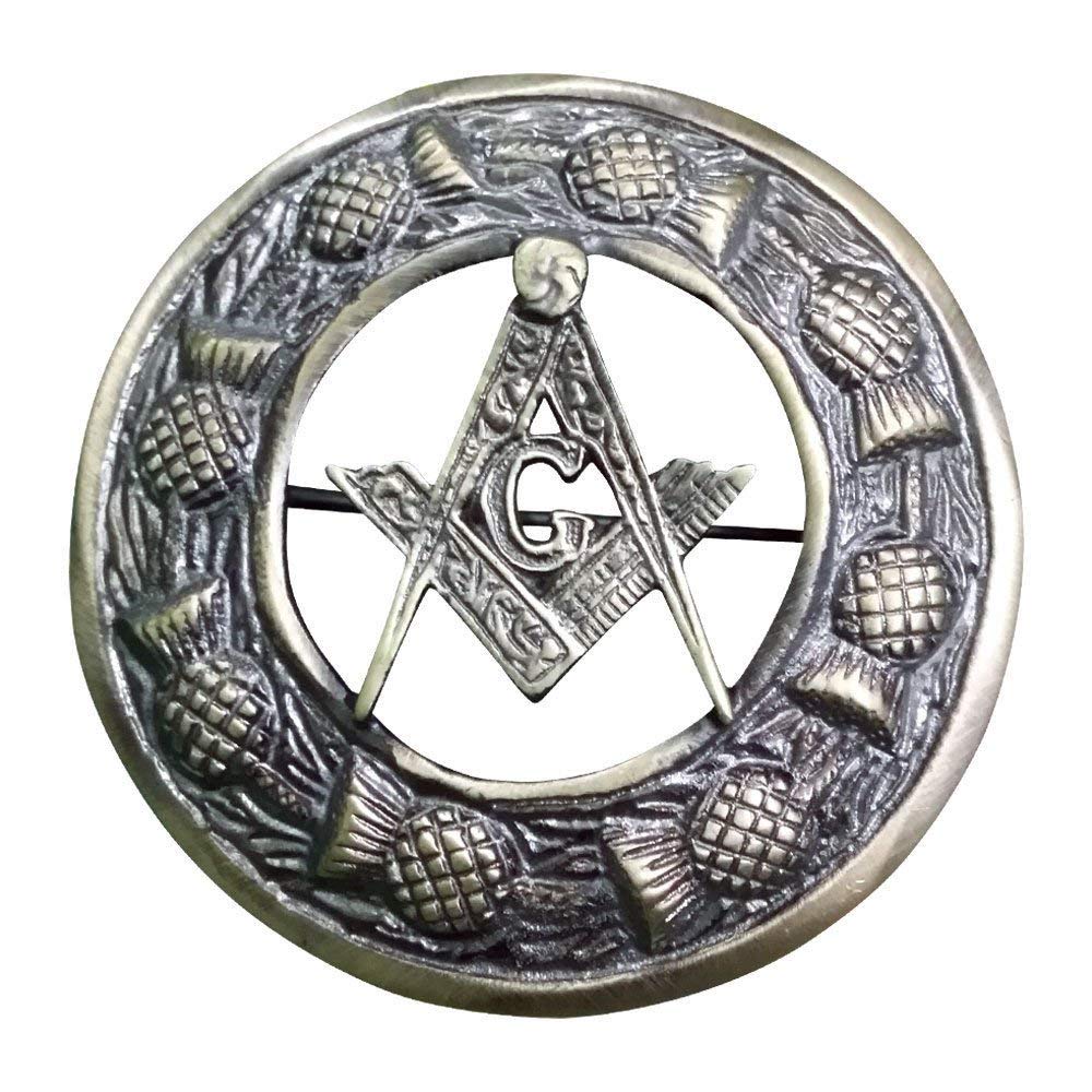 AAR Men,s Scottish Masonic Kilt Brooch Fly Plaid Antique Finish 3" (7cm) diameter T