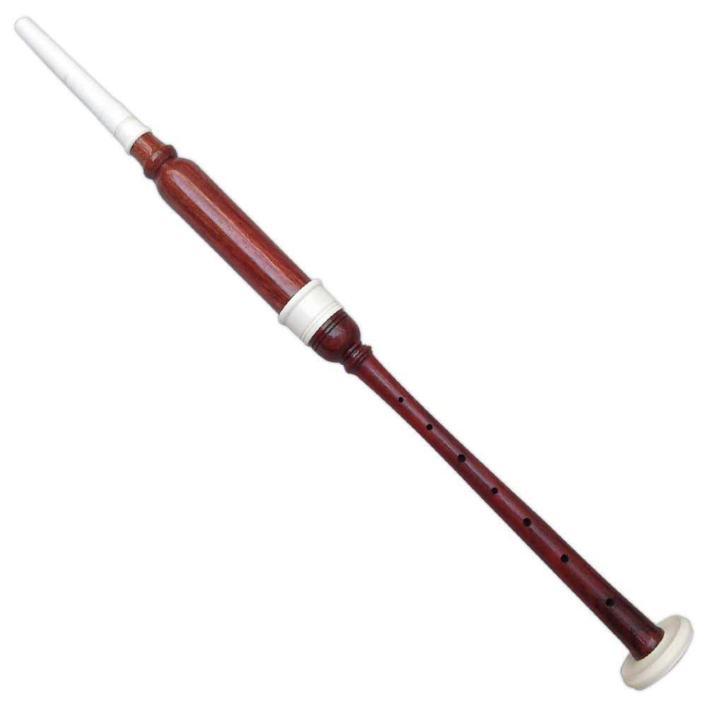 Rosewood Practice Chanter Rose Color Imitation Ivory Mounts with 2 Reeds