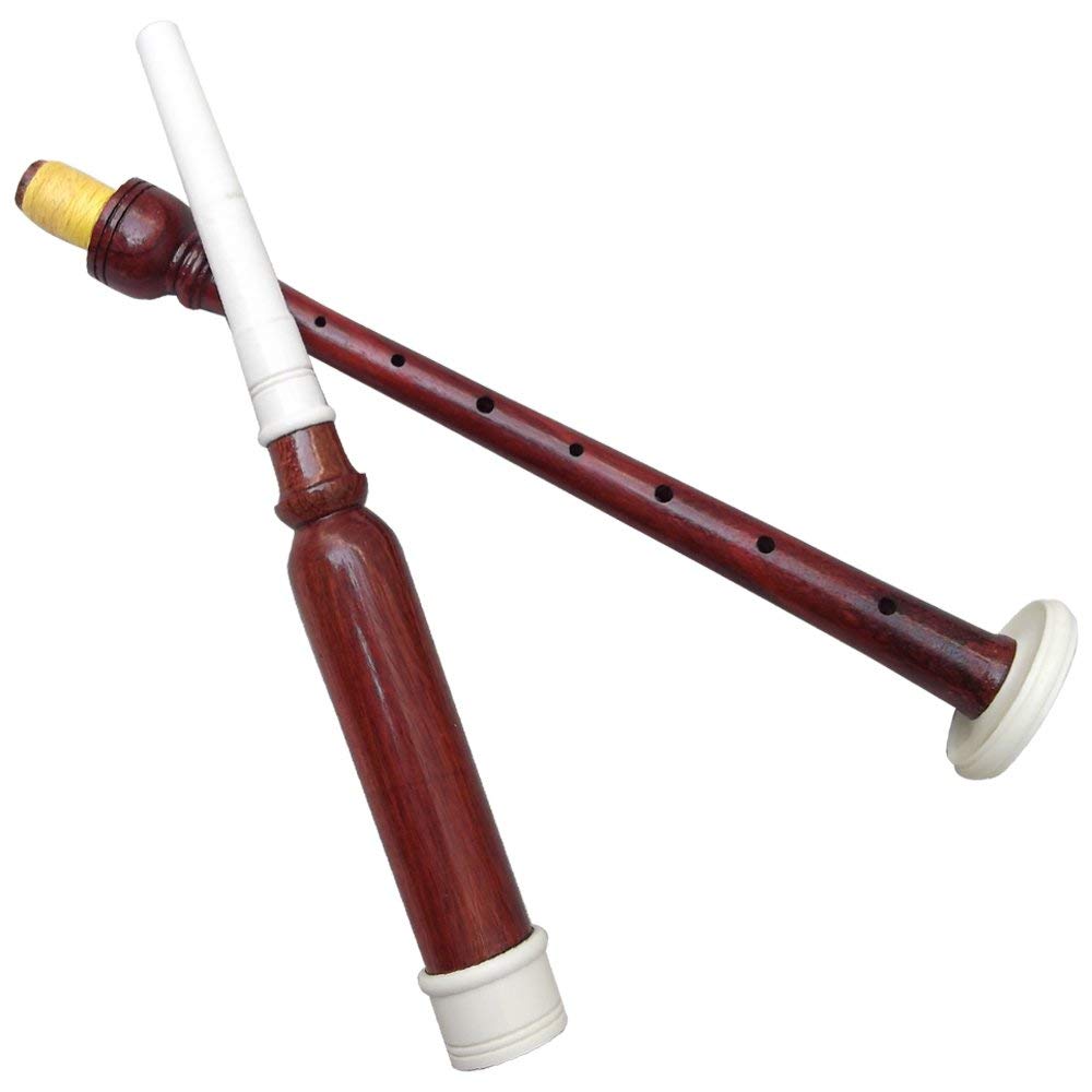 Rosewood Practice Chanter Rose Color Imitation Ivory Mounts with 2 Reeds