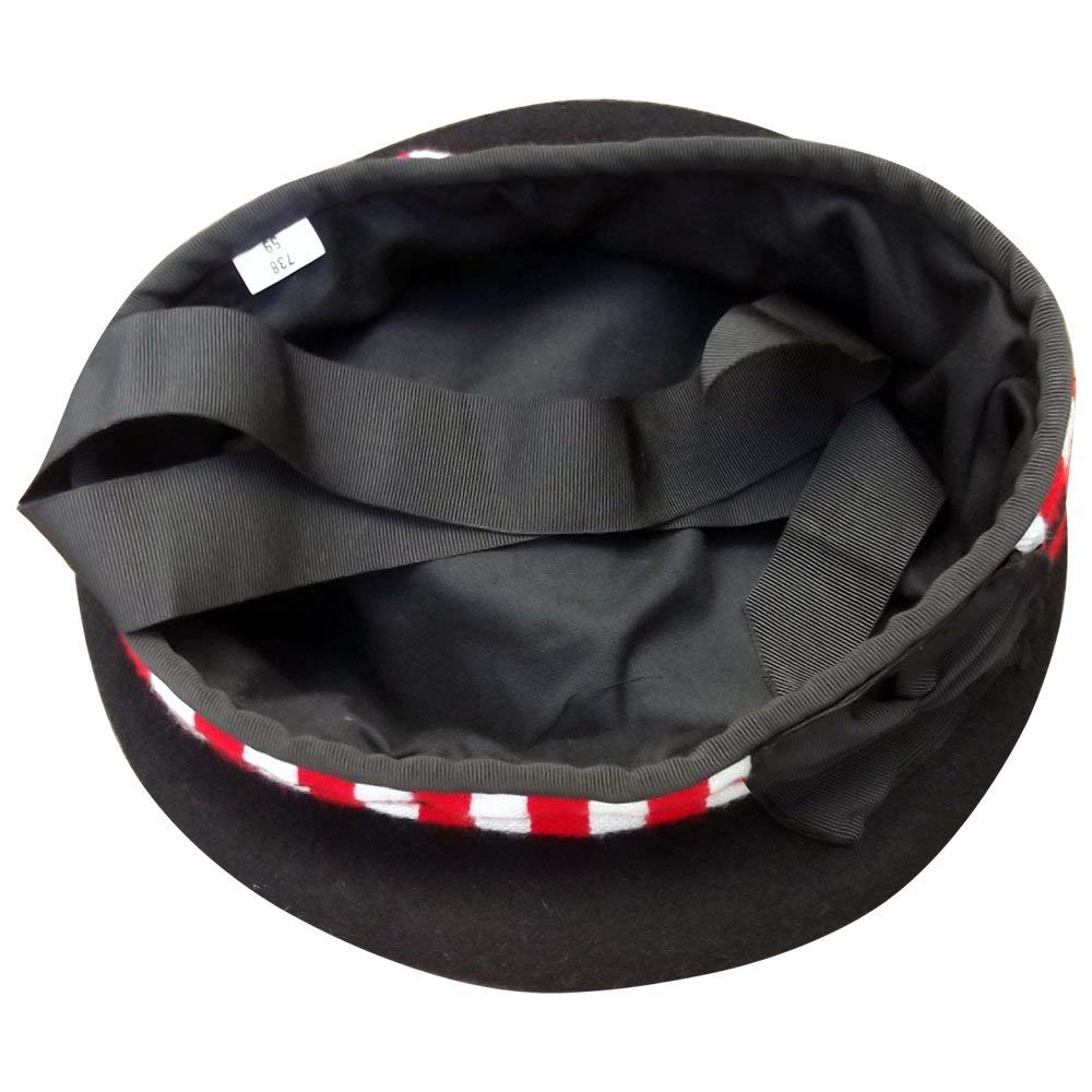 New Scottish Highland 3 color Diced Black Wool Balmoral With Red Pompom on Top
