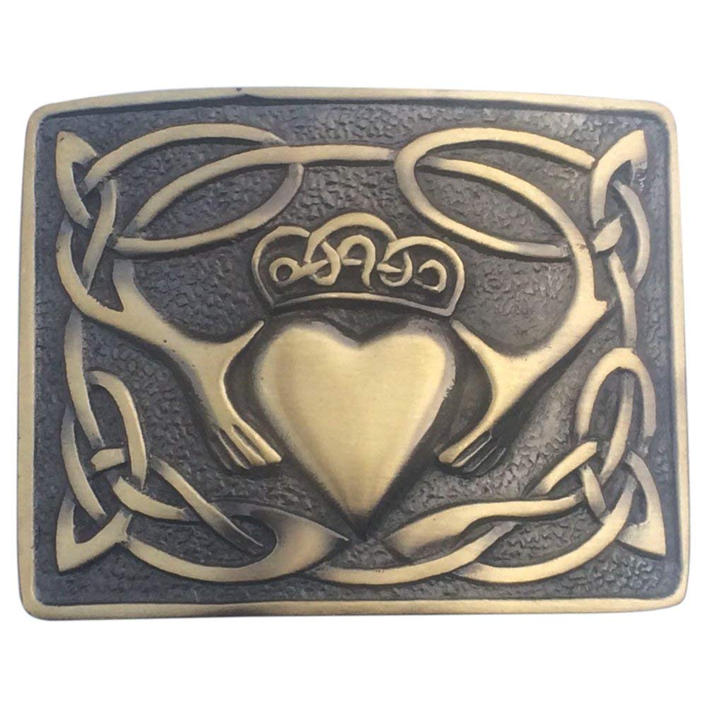 AAR Irish Claddagh Highland Kilt Belt Buckle Antique Finish, (Antique)