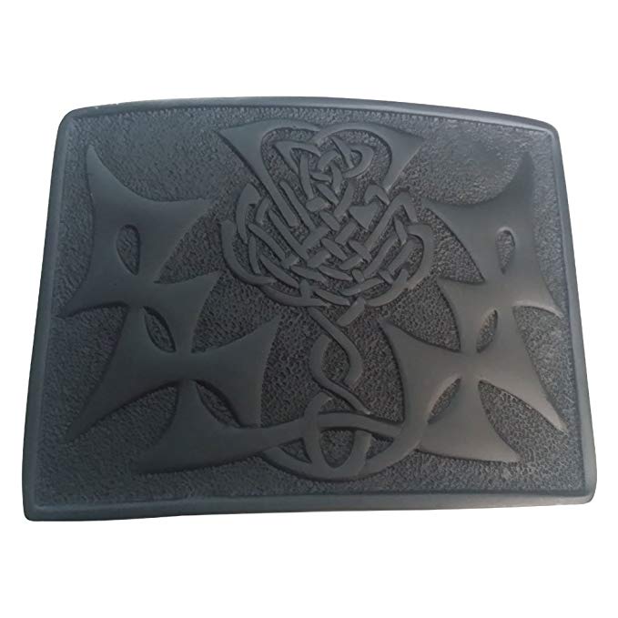 AAR Scottish Kilt Belt Buckle Thistle knot Celtic Design Jet Black Finish