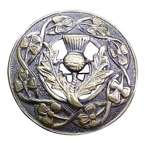 AAR Men,s Scottish Thistle Kilt Brooch Fly Plaid Antique Finish 3" (7cm) diameter S