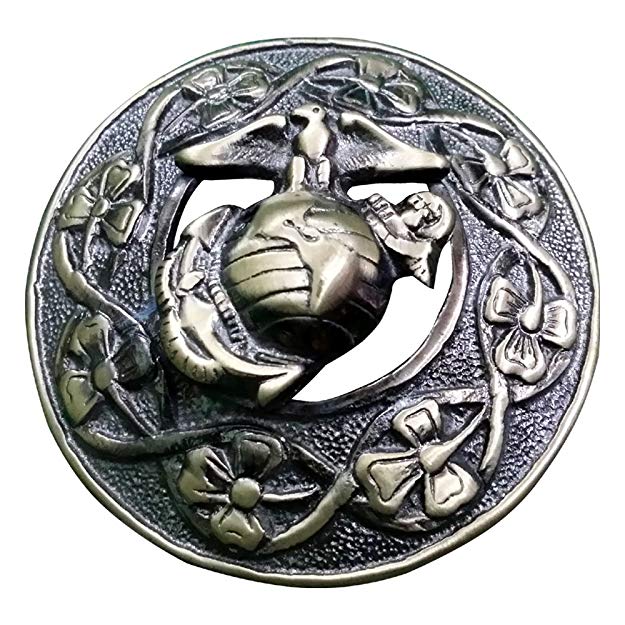 AAR Men,s US Marine Brooch Brass Kilt Fly Plaid Antique Finish S