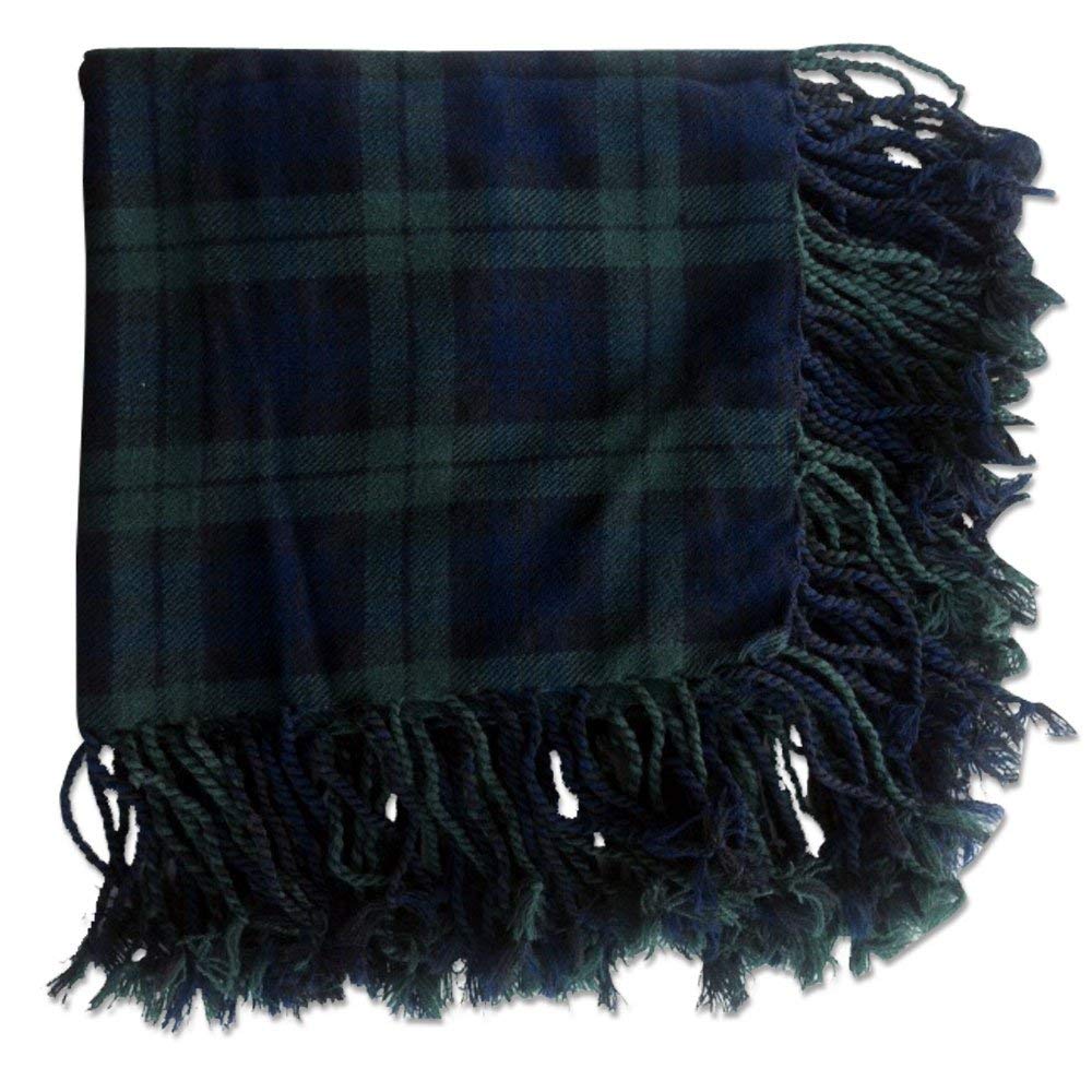 New Kilt Fly Plaid Acrylic Wool Scarf Rolled Fringe Shawl in Different Colors (Black Watch)