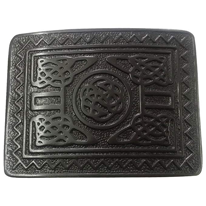 AAR Scottish Highland Swirl Celtic Design Kilt Belt Buckle Jet Black Finish