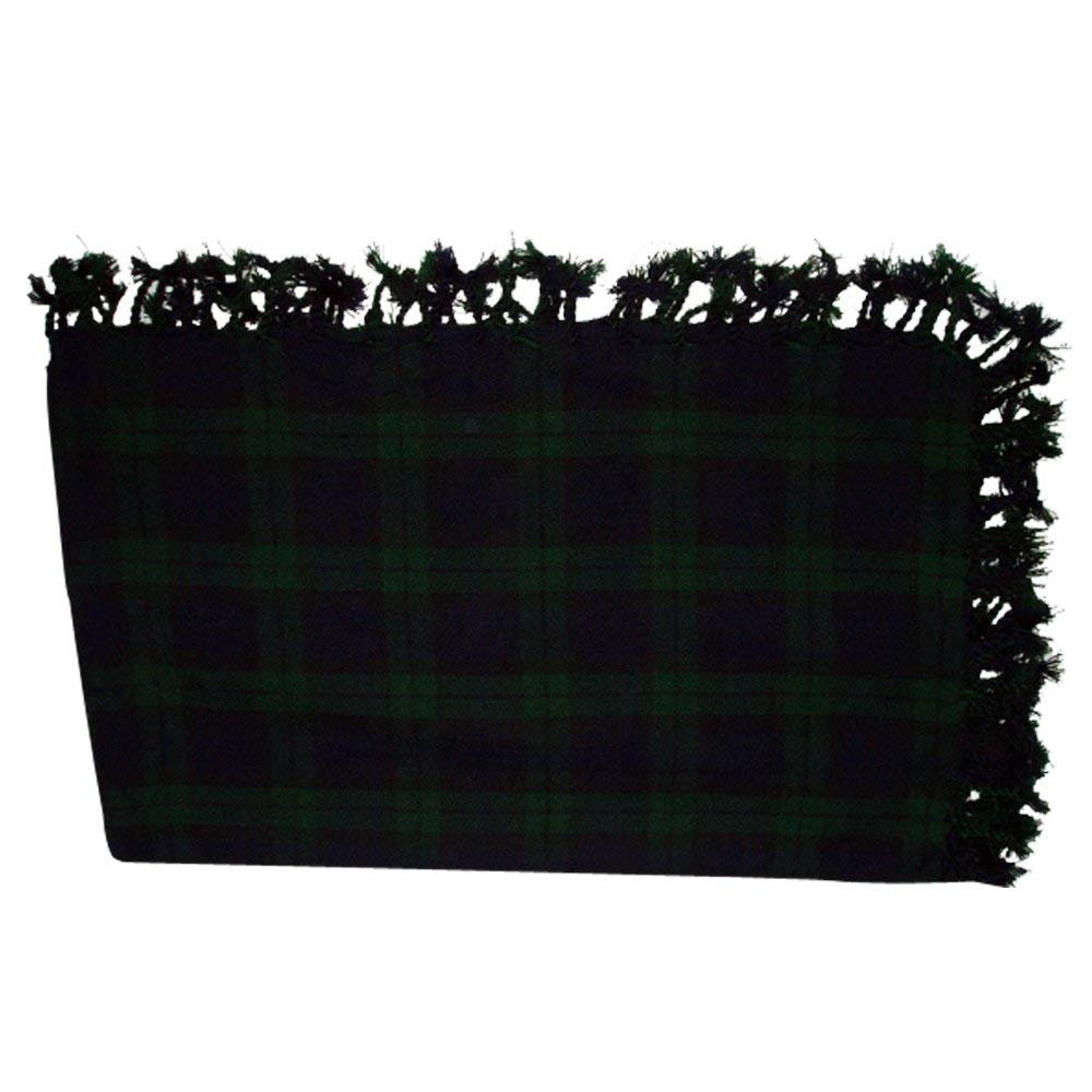 New Black Watch Kilt Fly Plaid Acrylic Wool Scarf Rolled Fringe Shawl