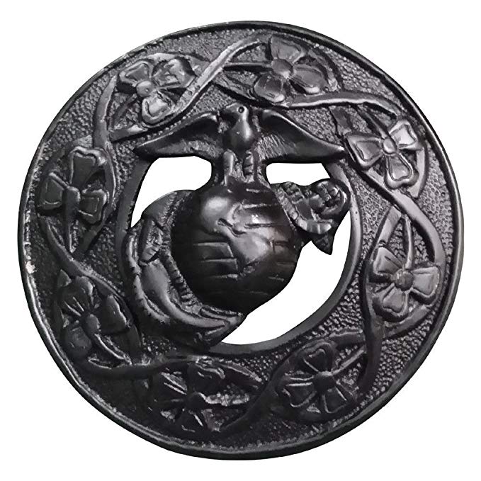 AAR Men,s Scottish US Marine Kilt Brooch Fly Plaid Jet Black Finish 3" (7cm) diameter S