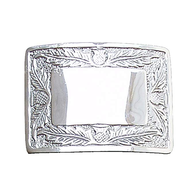 Scottish Kilt Belt & Thistle Buckle, Chrome Finish