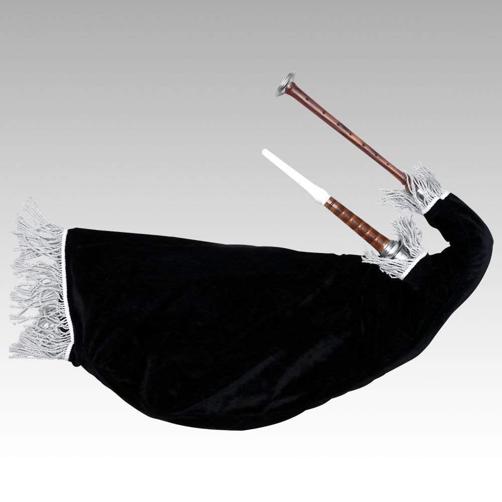 AAR Goose Practice Bagpipe – Rosewood with Imitation Ivory Mounts | Red Velvet Bag with Silver Fringe