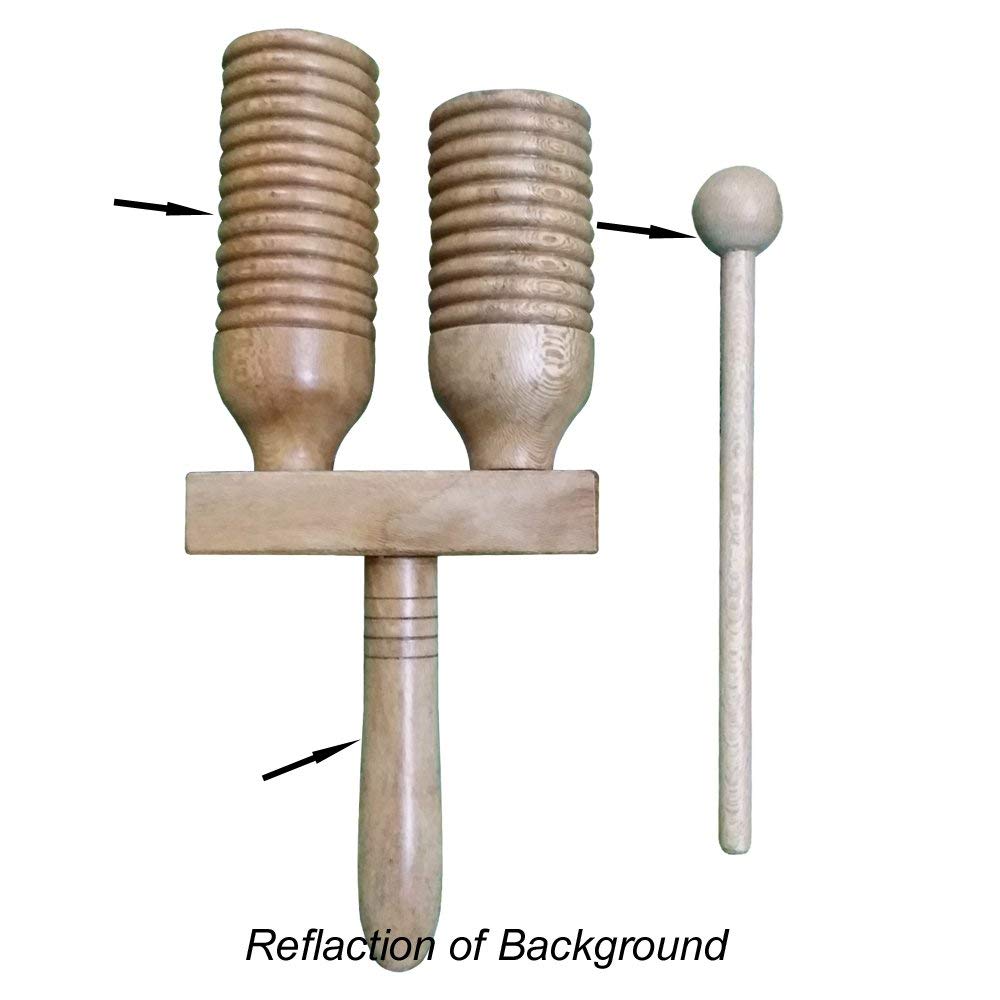 African Wooden Agogo Double Bell with Solid Handel & Beater