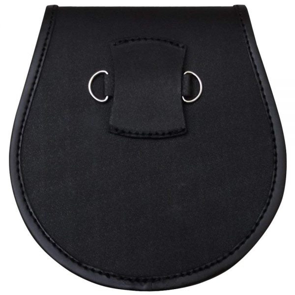 Black Leather Sporran with 3 Tassels – Rampant Lion Badge | Traditional Scottish Kilt Accessory