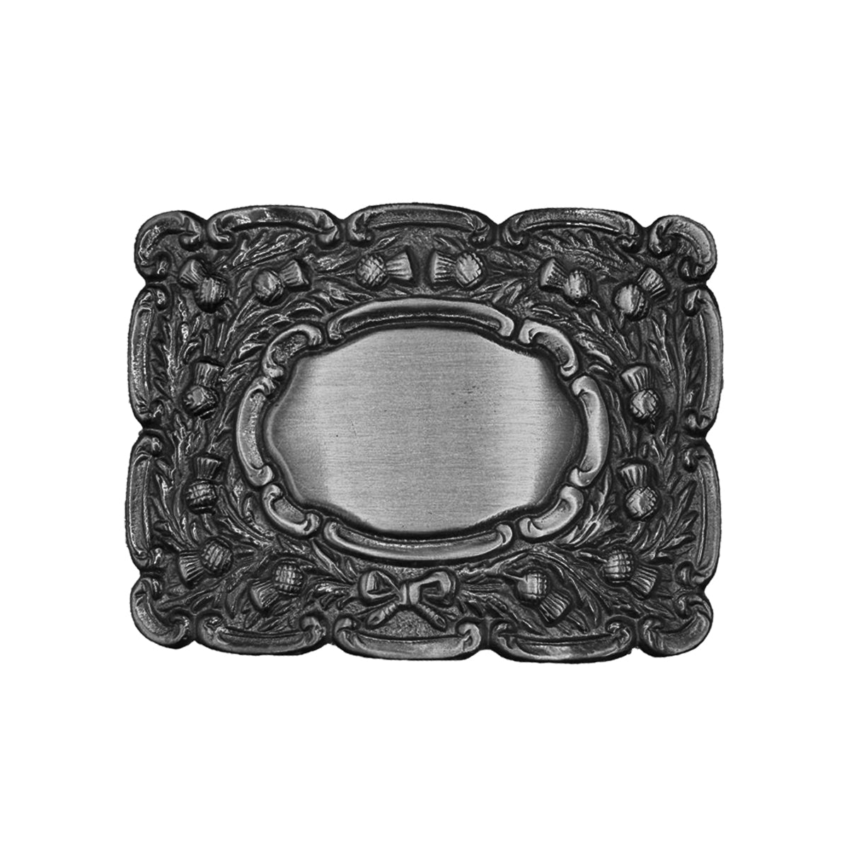 Highland Piper Thistle Design Kilt Belt Buckle Brass Black Finish