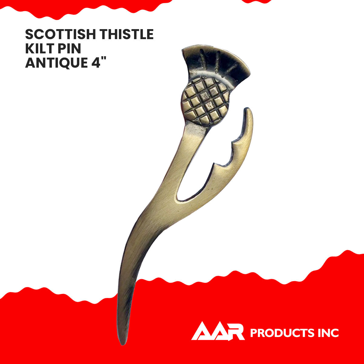 AAR Scottish Thistle Heritage Kilt Pin 4" Antique Finish