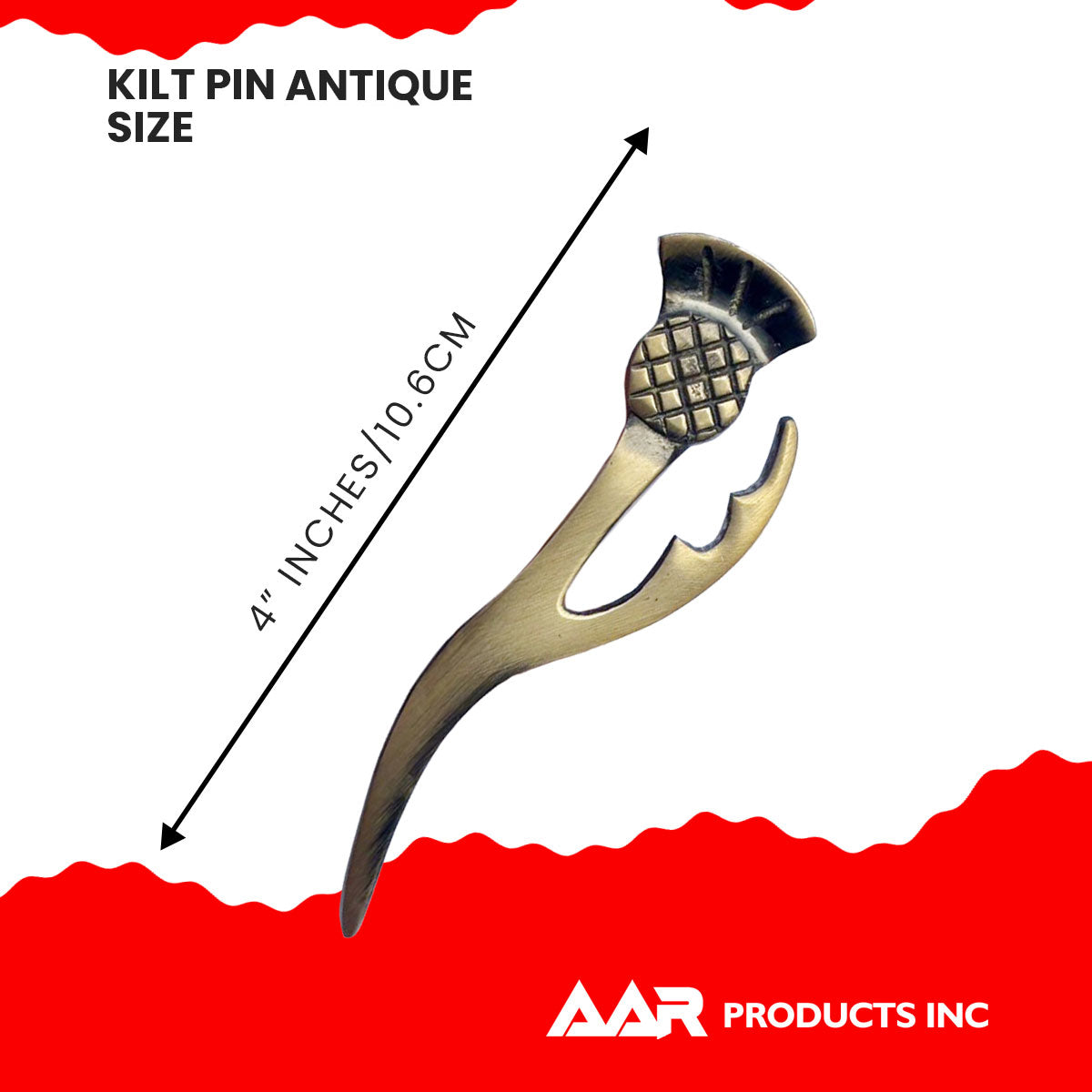 AAR Scottish Thistle Heritage Kilt Pin 4" Antique Finish