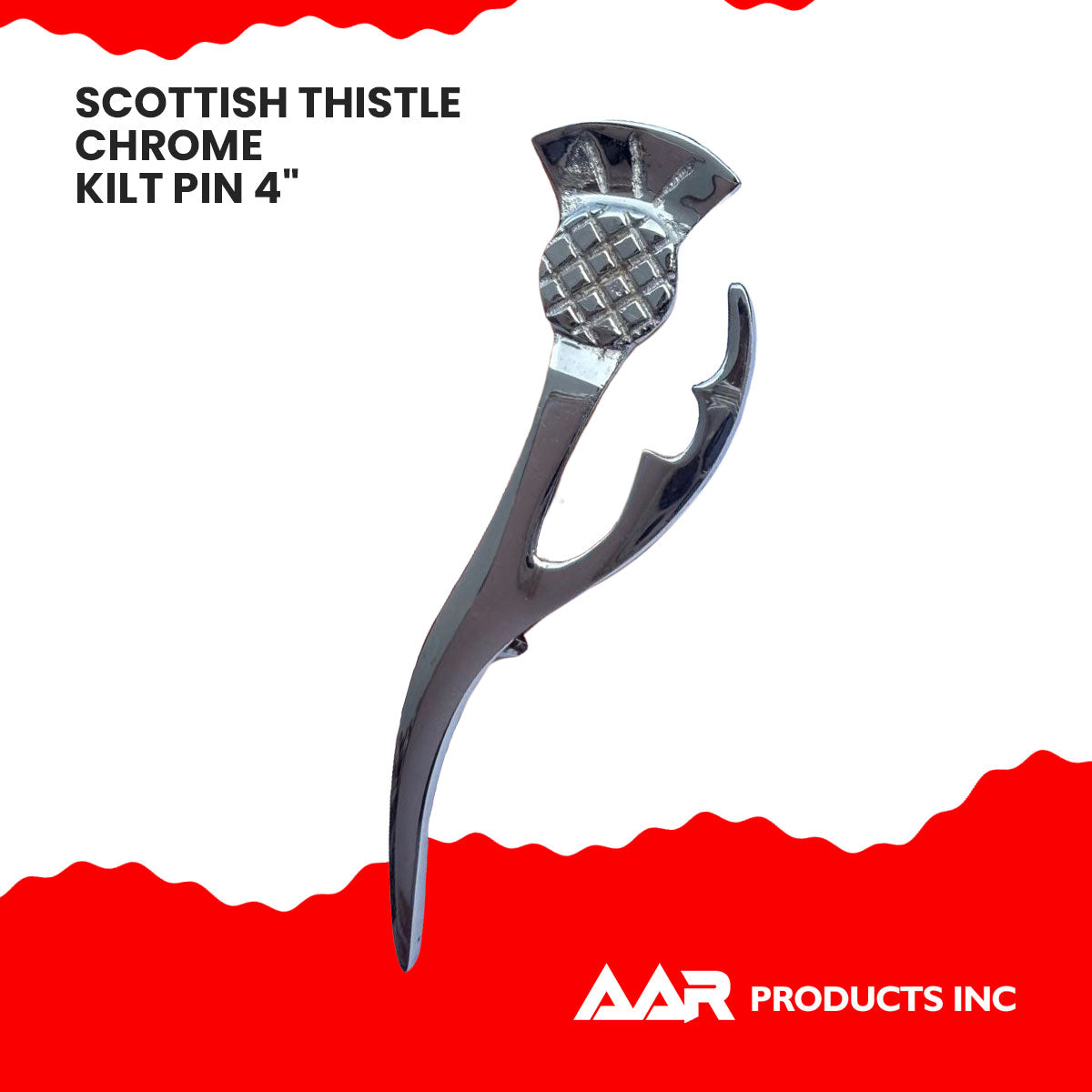 AAR Scottish Thistle Heritage Kilt Pin 4" Chrome Finish