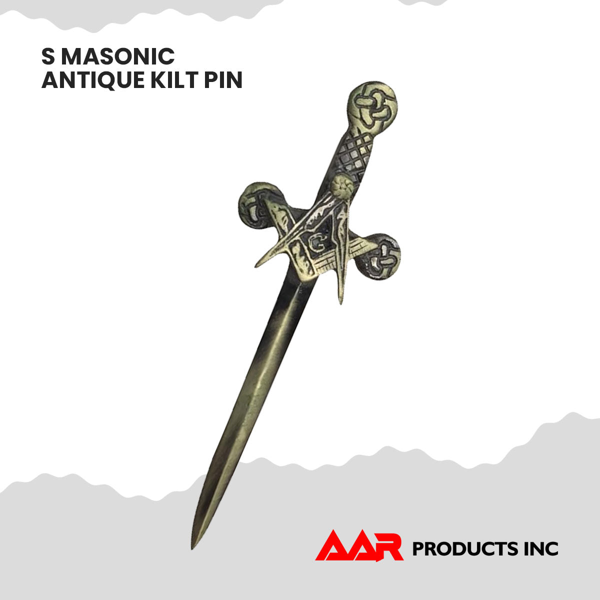 Celtic Sword Masonic Kilts Pin Antique Finish 4" Masonic