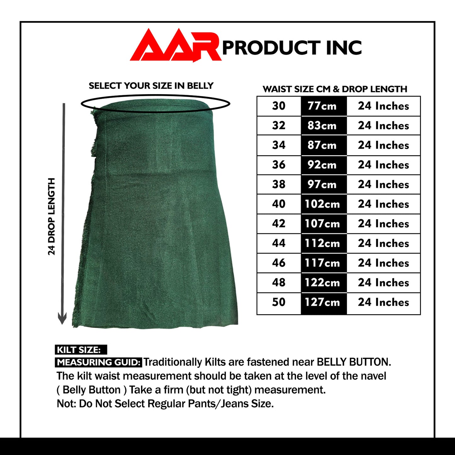 Men’s Scottish Kilt Traditional Plain Green 6 yard Kilts Tartan Highland Wear