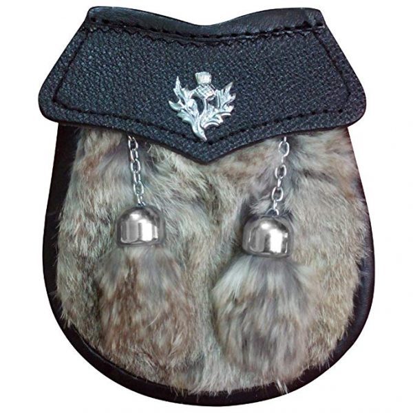 AAR Brand New Thistle Badge Boy Sporran Fur With 2 Tassels