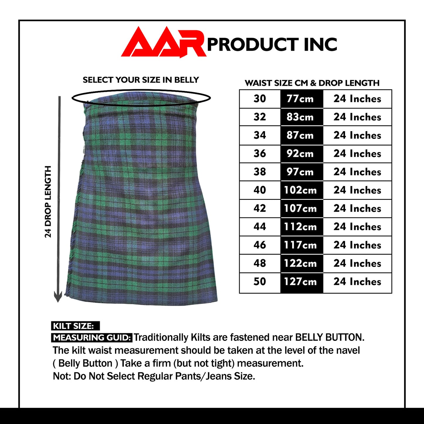 AAR Brand New Black Watch Tartan Traditional Kilt