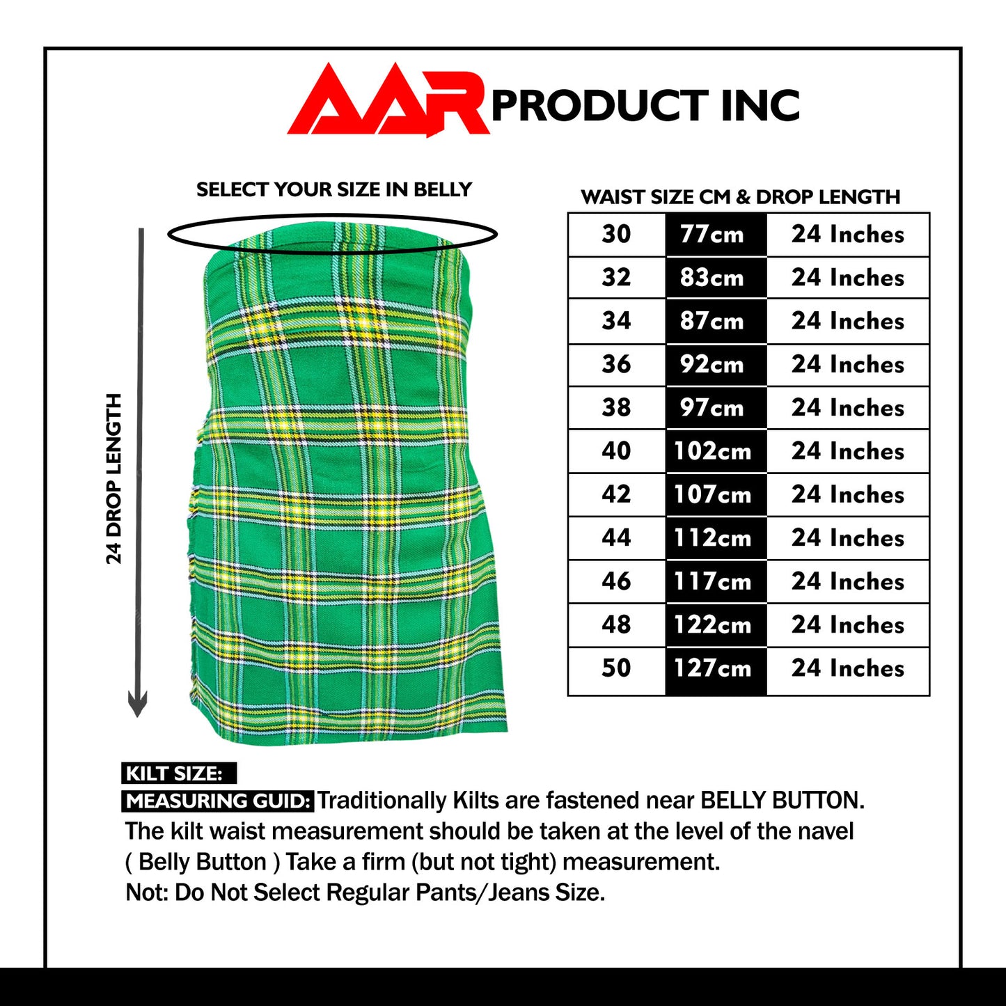 Men’s Scottish Kilt Traditional Irish Green 6 yard Kilts Tartan Highland Wear