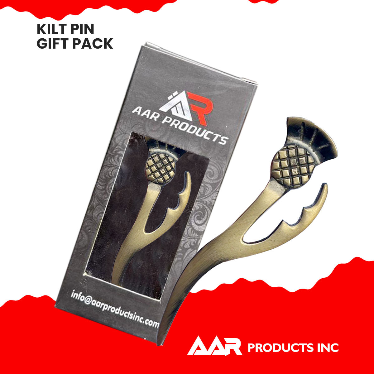 AAR Scottish Thistle Heritage Kilt Pin 4" Antique Finish