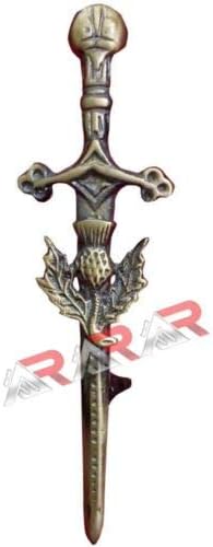 AAR Brand New Thistle Badge Kilt Pin 4" Chrome Antique Finish Scottish Highland Kilt Pin