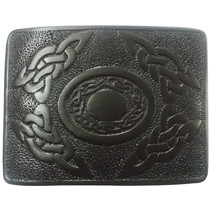 AAR Scottish Celtic Oval Kilt Belt Buckle Jet Black Finish/Highland Belt Buckle