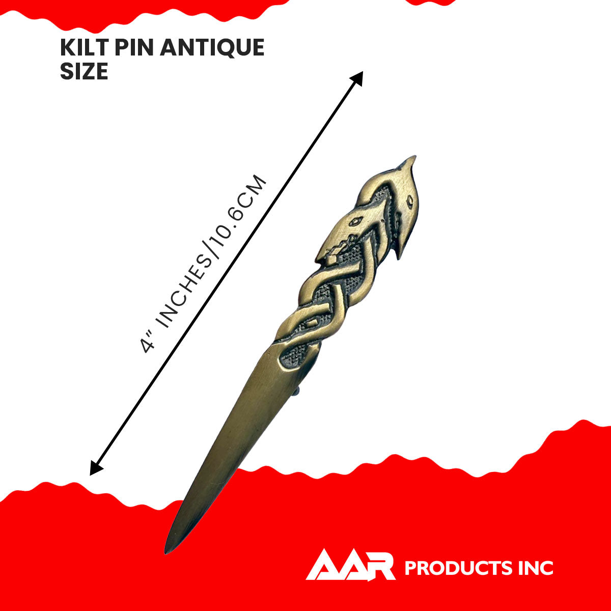 Kilt Pin's Scottish Serpent Highland Kilt's Pin Color Antique Finish Size 4"