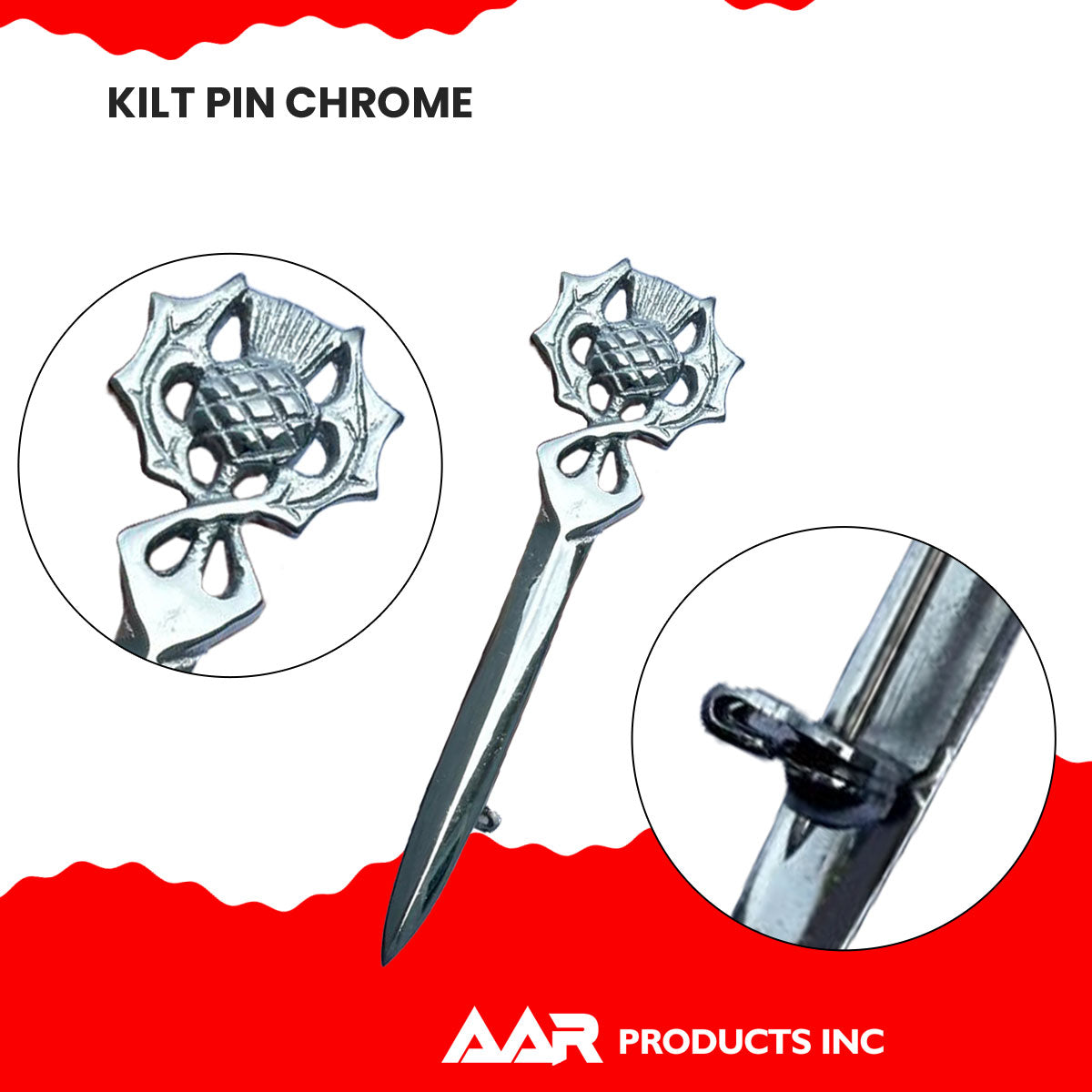 Scottish Kilt Pins Thistle Design Highland Kilt Pin Chrome Finish Brass