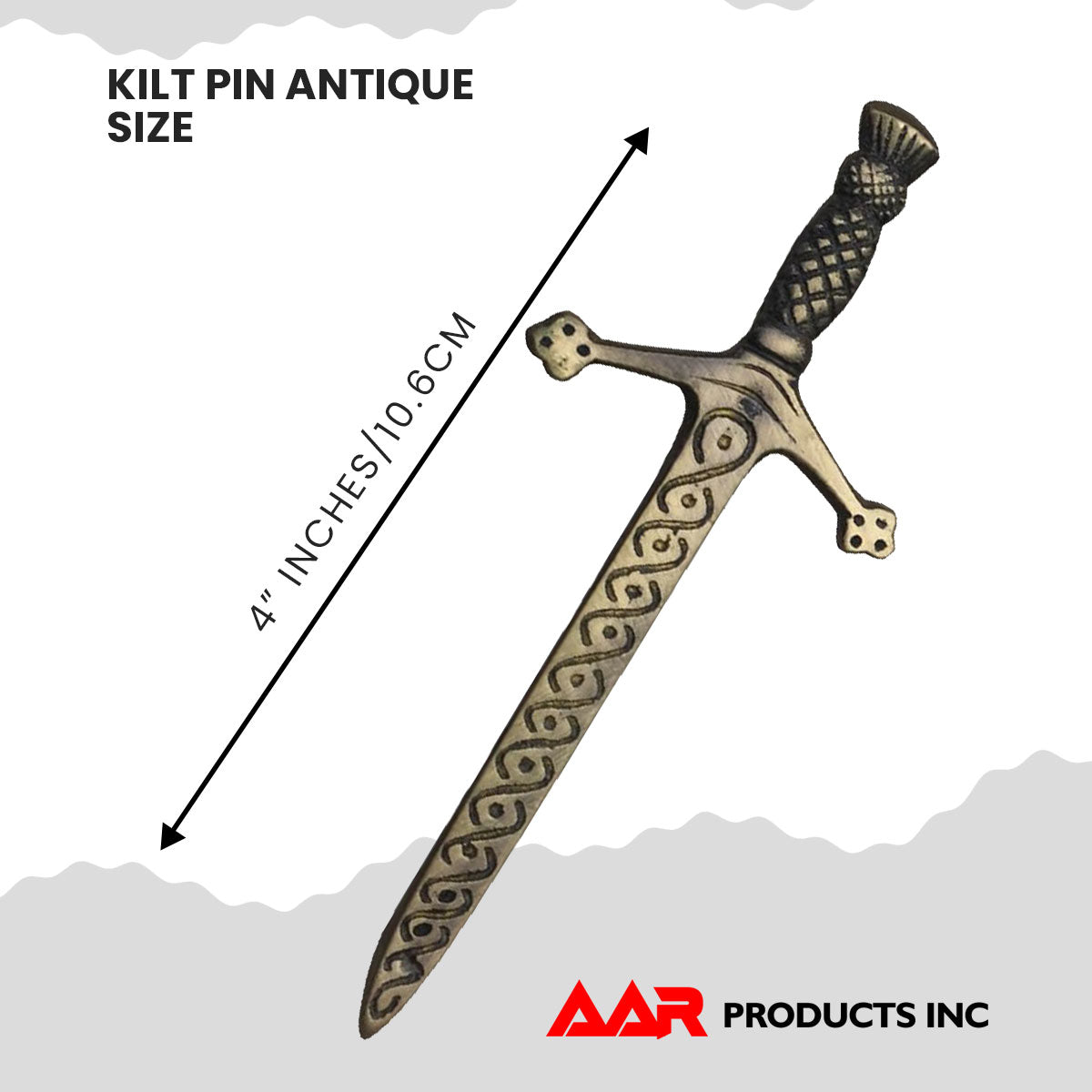 AAR Celtic Kilt Antique Pins Scottish Thistle Crest Hilt 4"