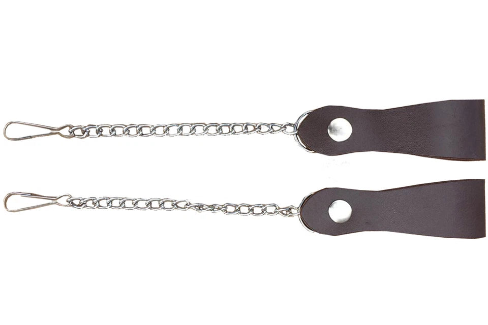 Pair of Sporran Suspenders Black Brown Leather with Heavy Chain & Heavy Hook