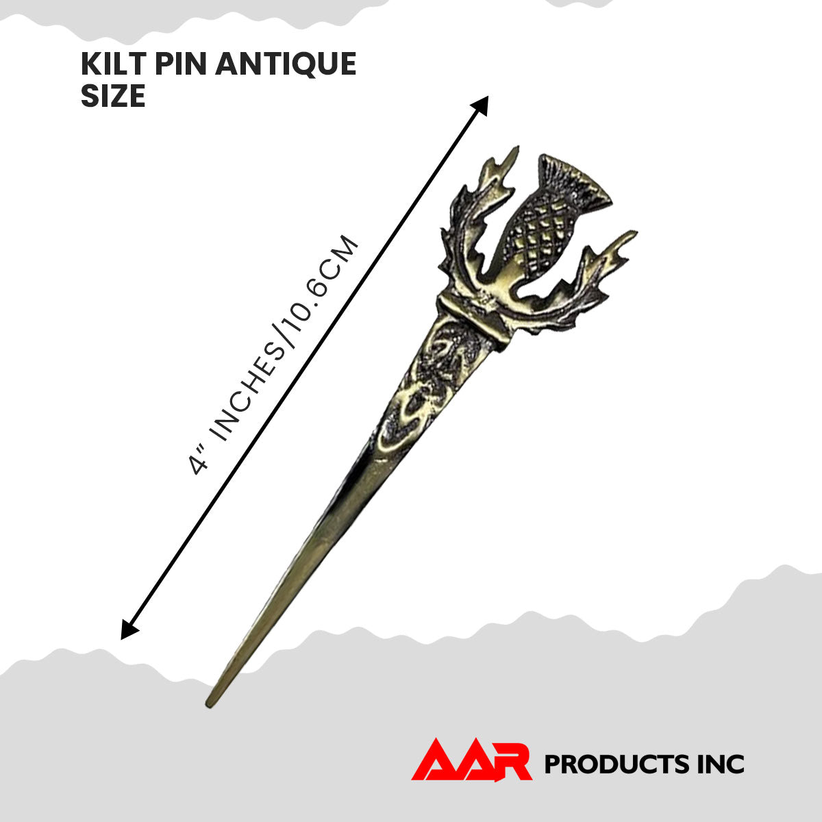 AAR Thistle kilt Pin Highland 4"Antique Finish Scottish Brass