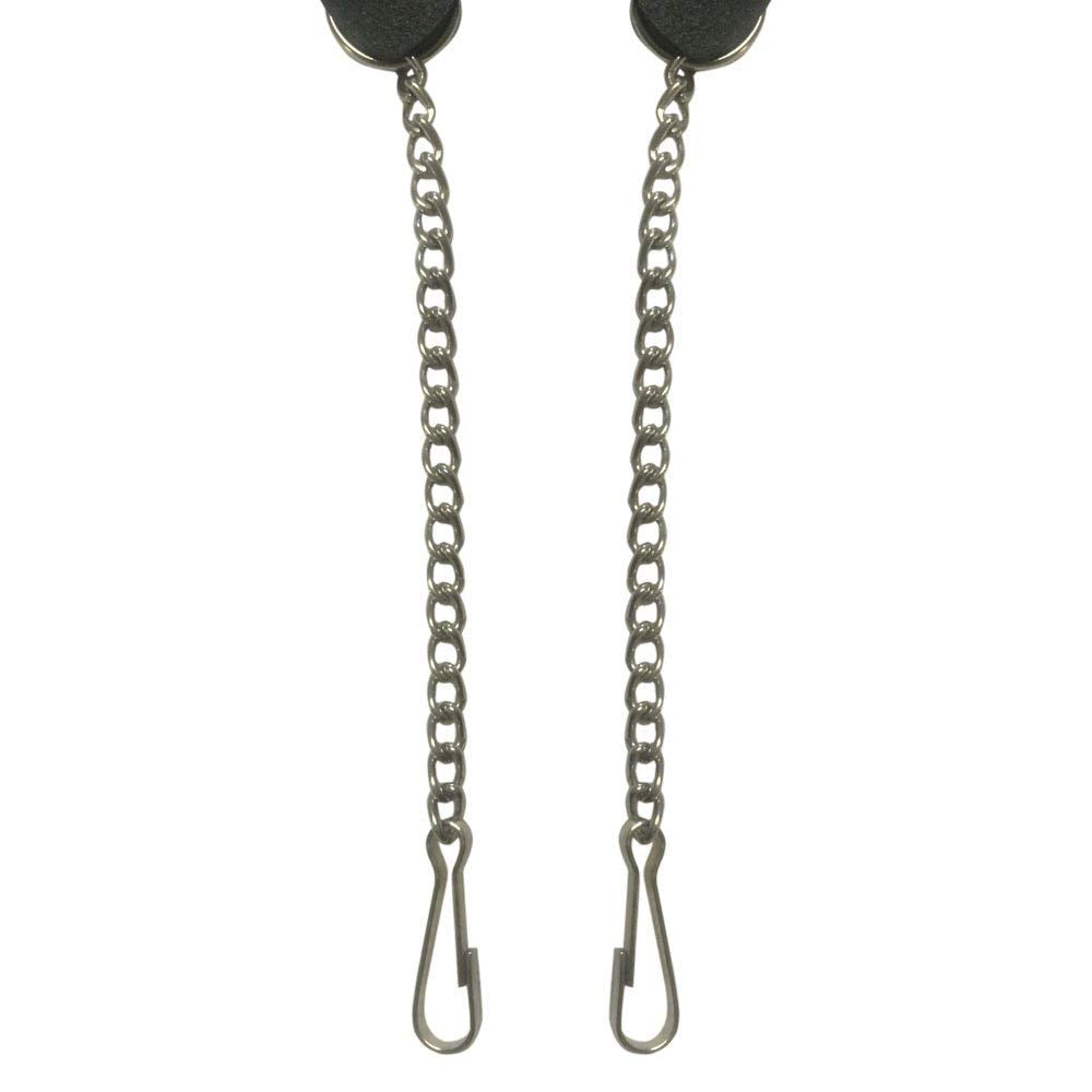 Brand New Pair of Sporran Suspenders Black Leather with Heavy Chain & Heavy Hook