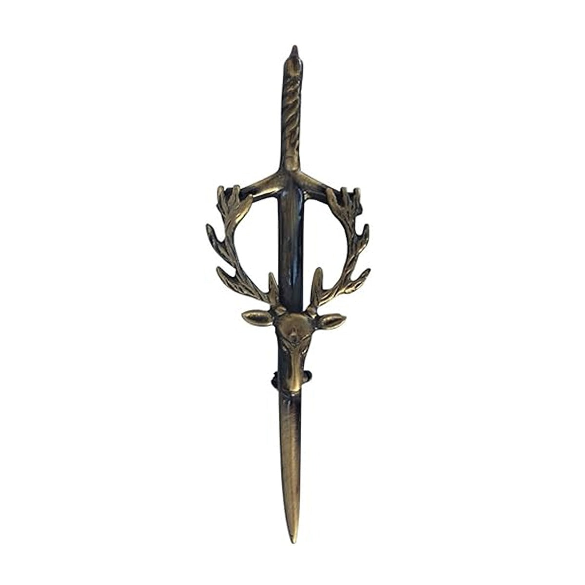 Stag Head Kilt Pin Celtic Highland Design, 4-Inch with Locking Back AAR Scottish Kilt Accessory
