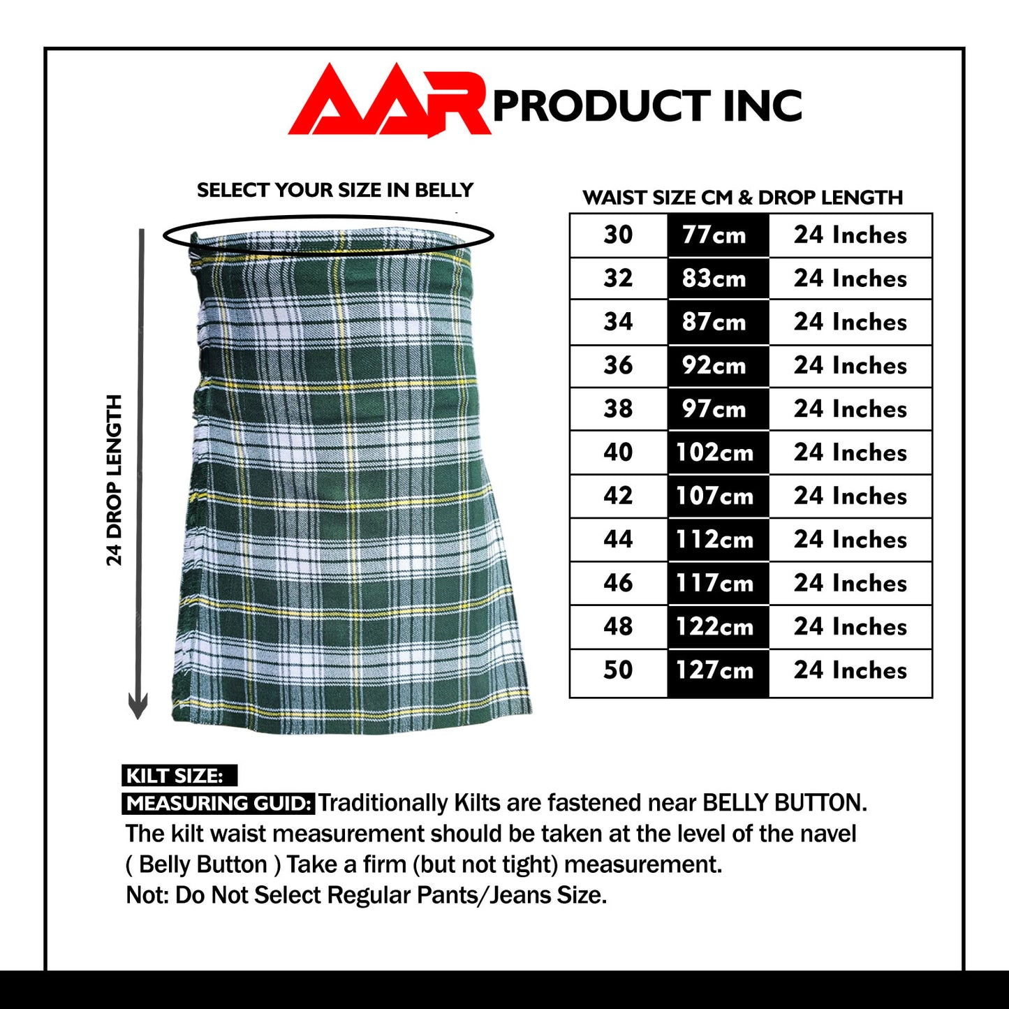 AAR Brand New St Patrick Tartan Traditional Kilt