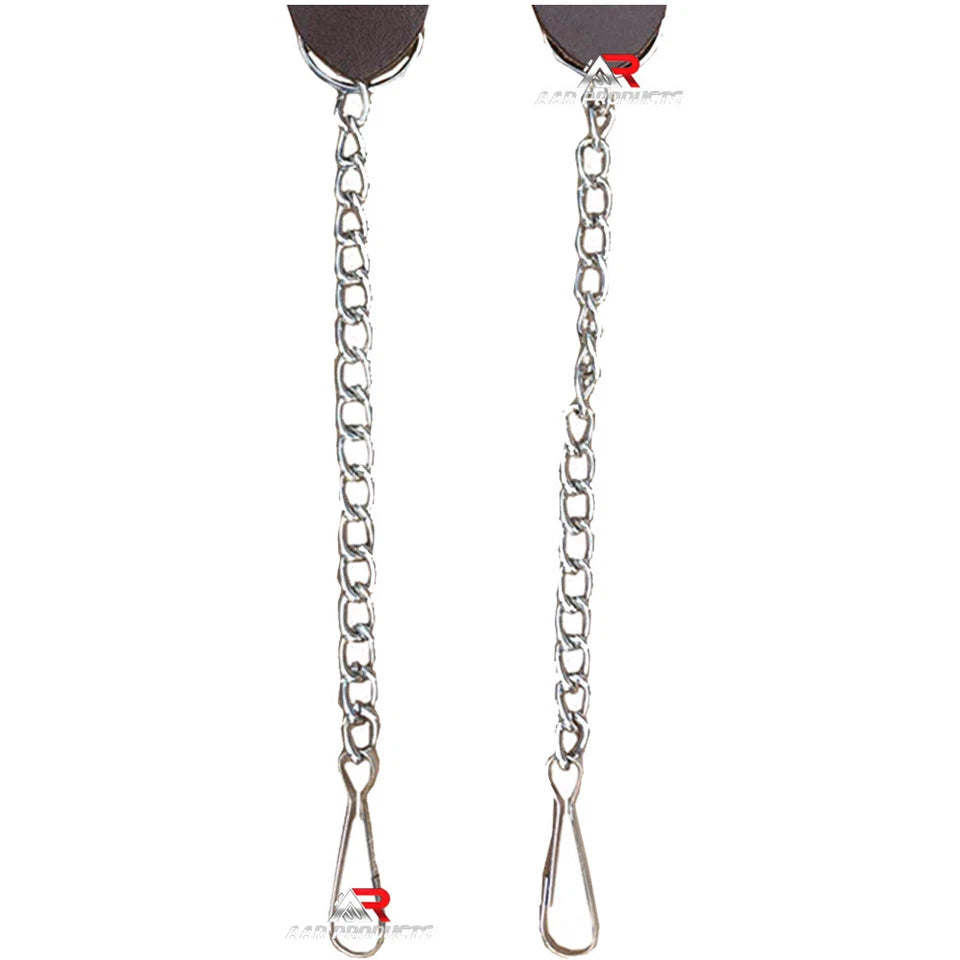Pair of Sporran Suspenders Black Brown Leather with Heavy Chain & Heavy Hook
