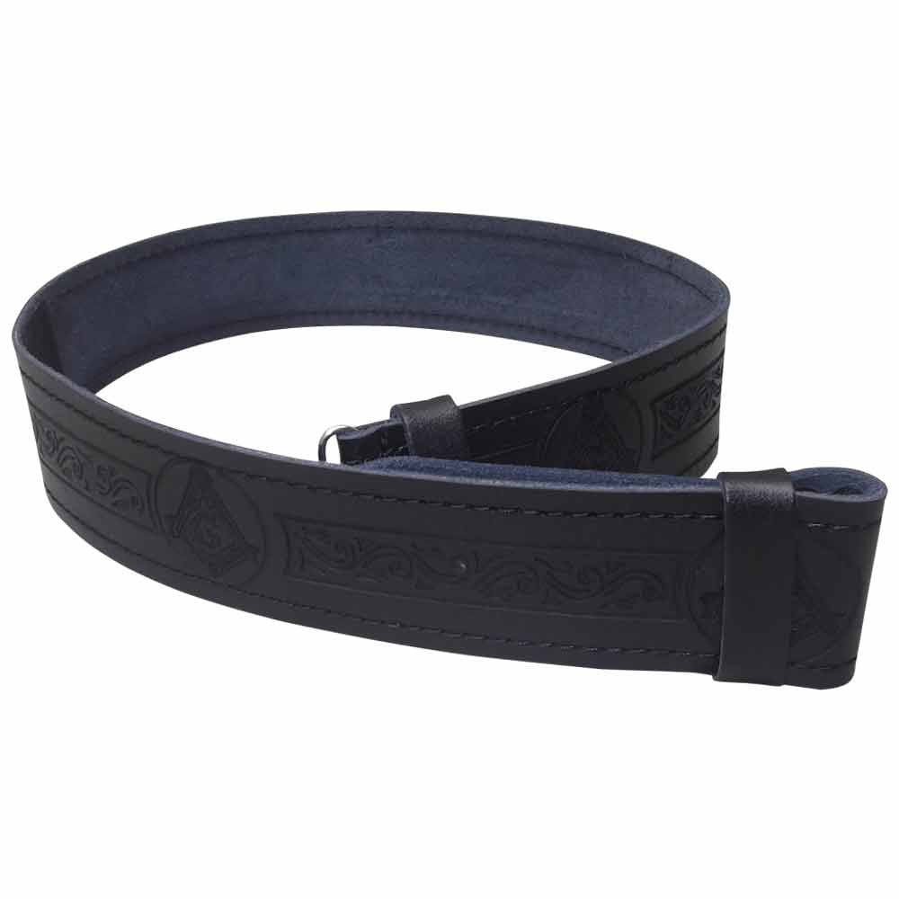 AAR Leather Kilt Belt Masonic Desgin Scottish Highland Accessories
