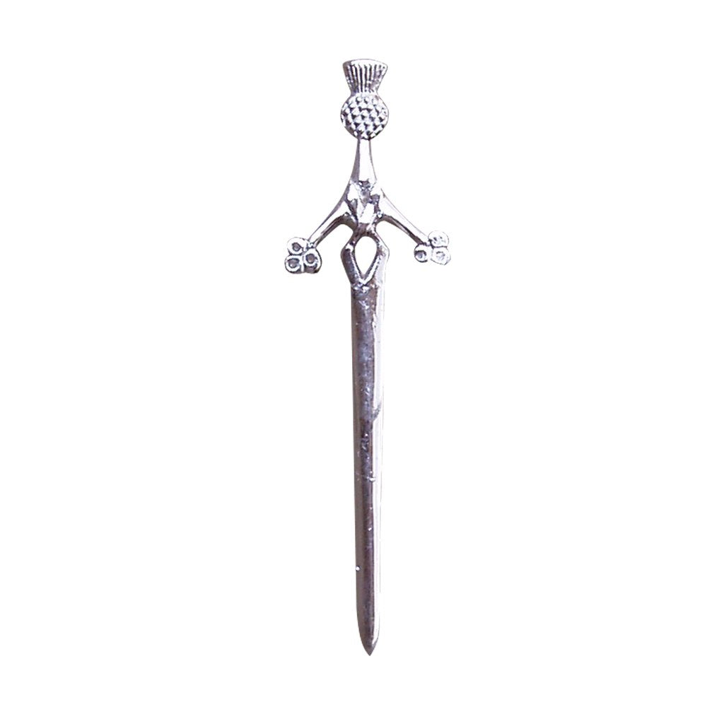 B New Kilt Pin Top I Flower Chrome Plated Finish Kilt Accessory