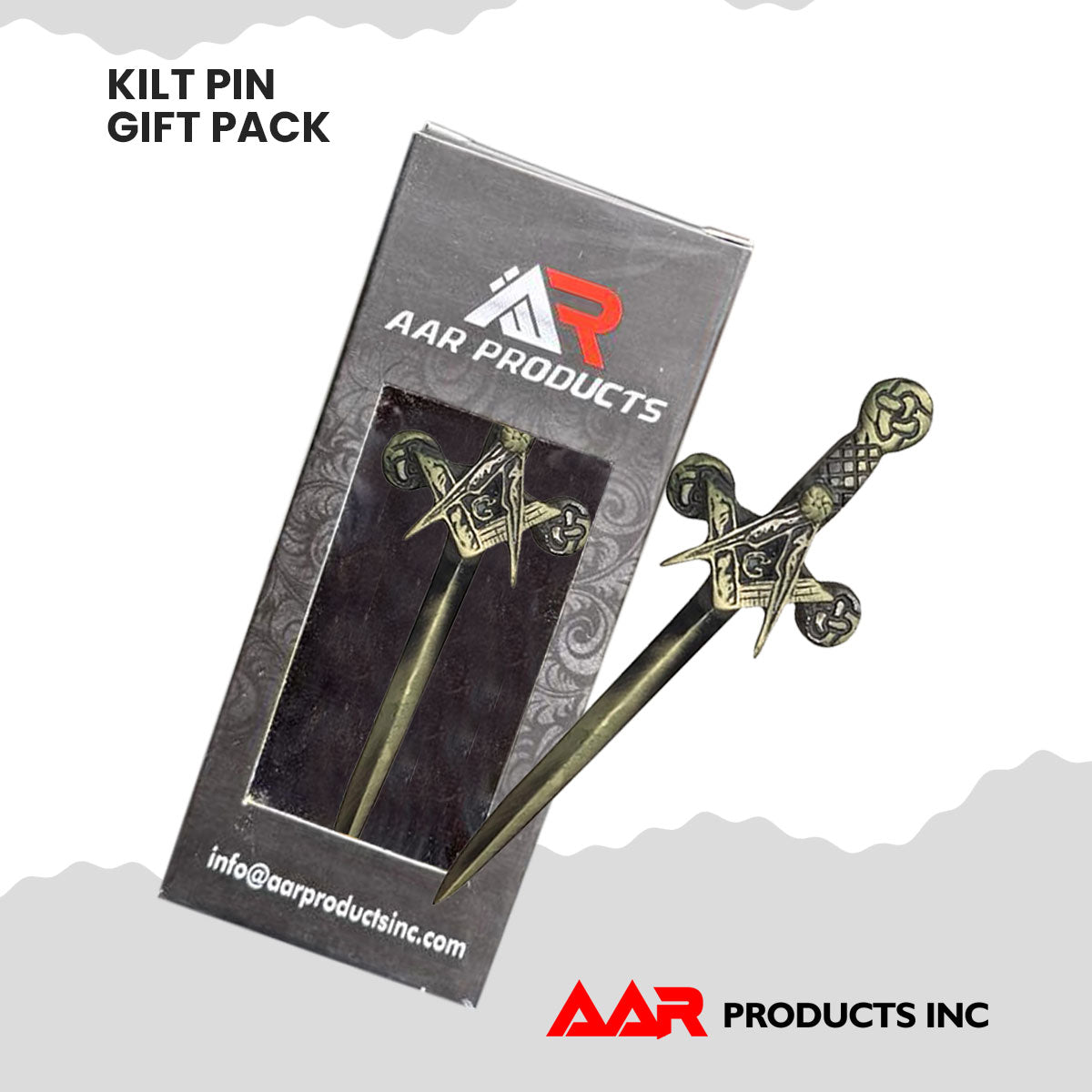AAR Celtic Sword Masonic Kilts Pin Antique Finish 4"