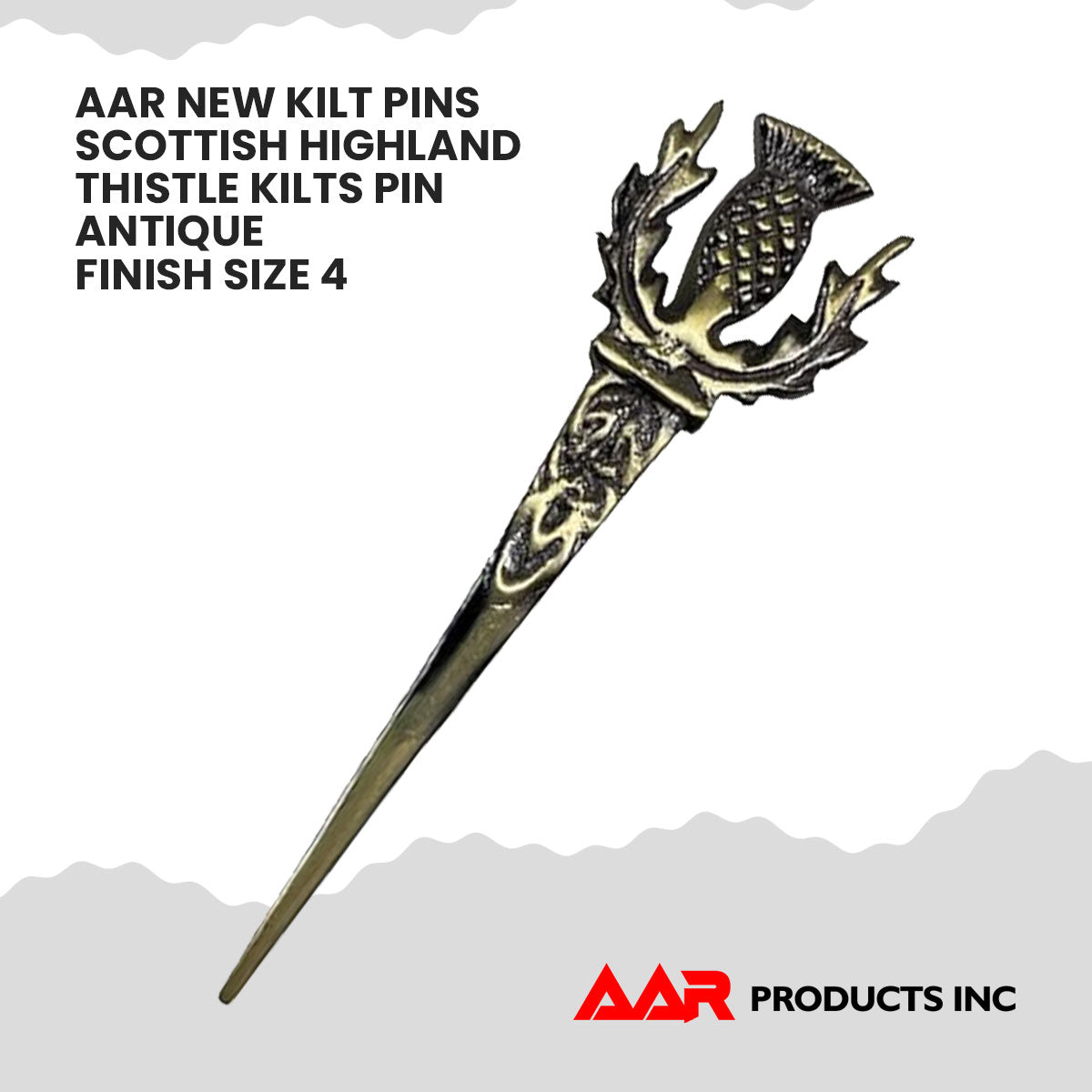 AAR Thistle kilt Pin Highland 4"Antique Finish Scottish Brass