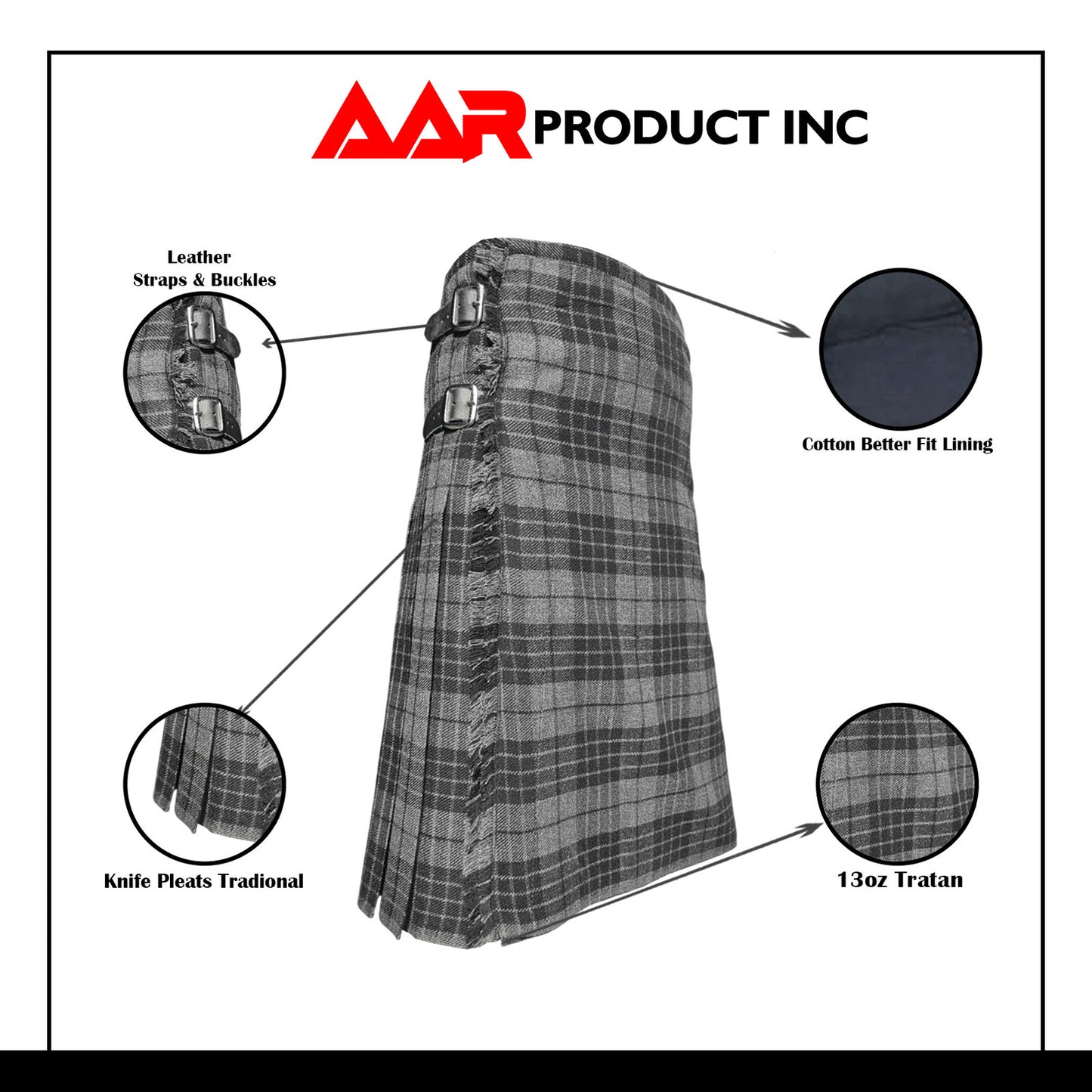Men’s Scottish Kilt Traditional Hamilton Grey 6 yard Kilts Tartan Highland Wear Copy