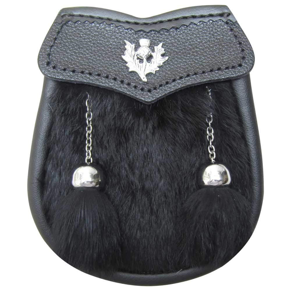 AAR Brand New Thistle Badge Boy Sporran Fur With 2 Tassels