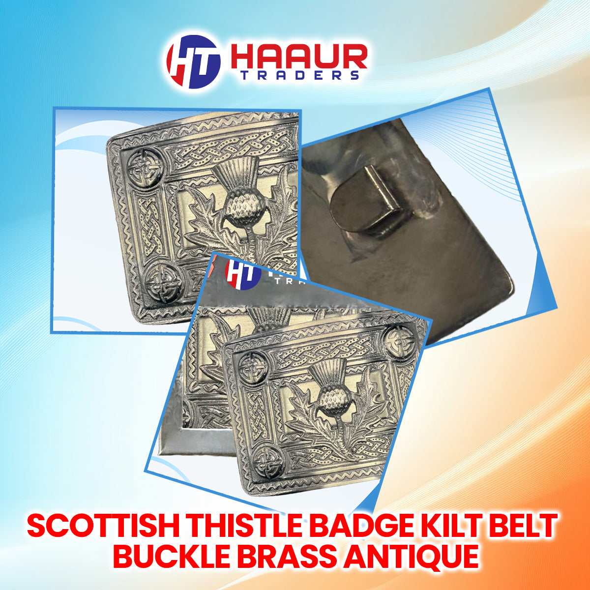 Men’s Celtic Kilt Belt Buckle Thistle Antique Finish / Celtic Kilt Belt Buckle