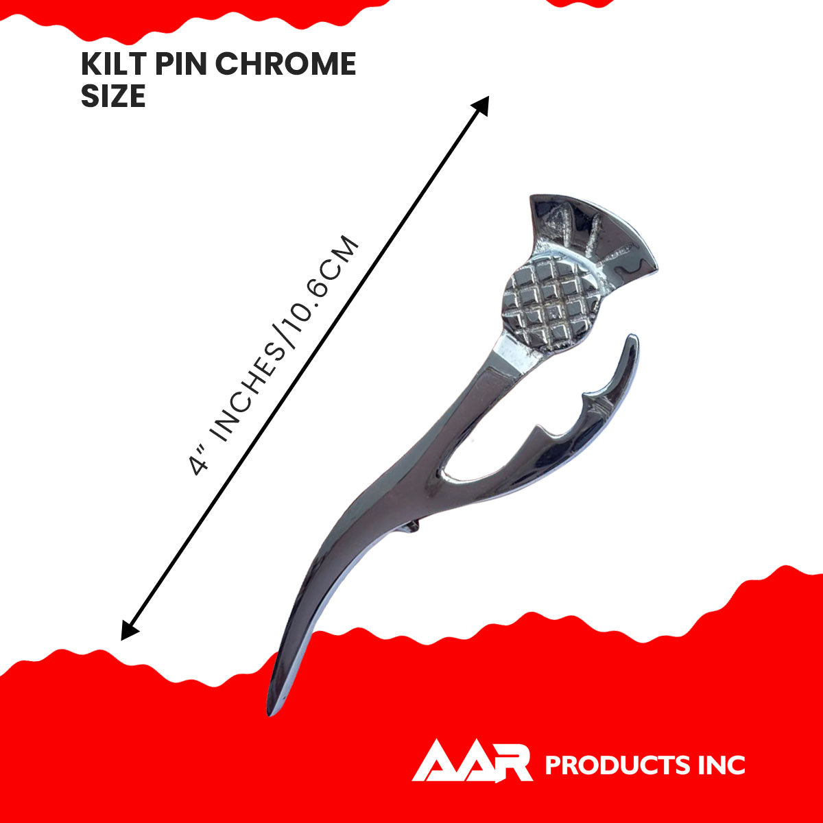 AAR Scottish Thistle Heritage Kilt Pin 4" Chrome Finish