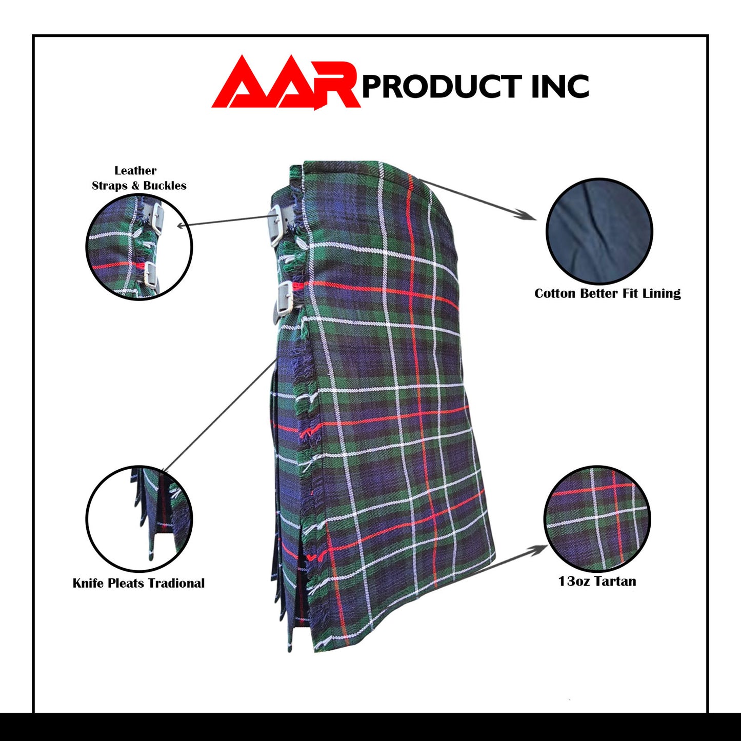 AAR Brand New Scottish Mackenzie Tartan Traditional Kilt